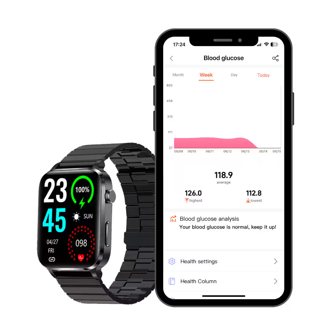 Smart Watch Blood Glucose Heart Rate Workouts Men Women Smartwatch – SIXPAD  USA
